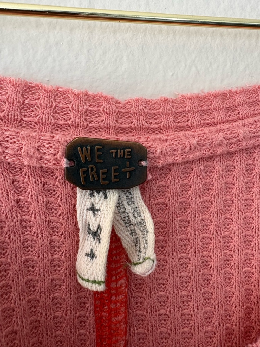 Free People We The Free Lovin Leopard Thermal Oversized Pink Top - Picture 2 of 4